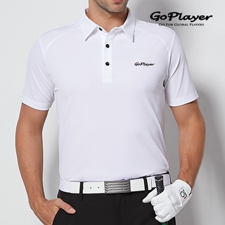 【GoPlayer】男彈性快乾短袖上衣白體肩網 (男高爾夫短袖T恤球衫Polo運動排汗速乾Golf球衣)