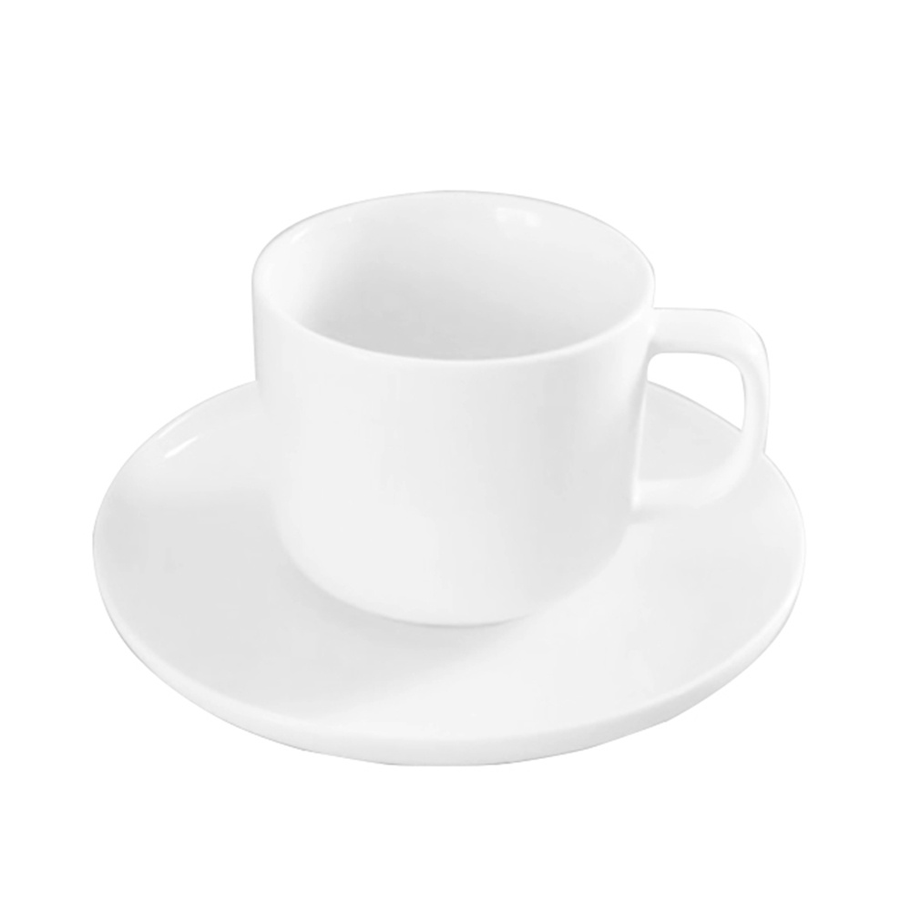 【YU Living】白瓷咖啡杯碟組 早餐杯盤 陶瓷咖啡杯盤 200ML(一杯一盤,白色) [折扣碼現折]