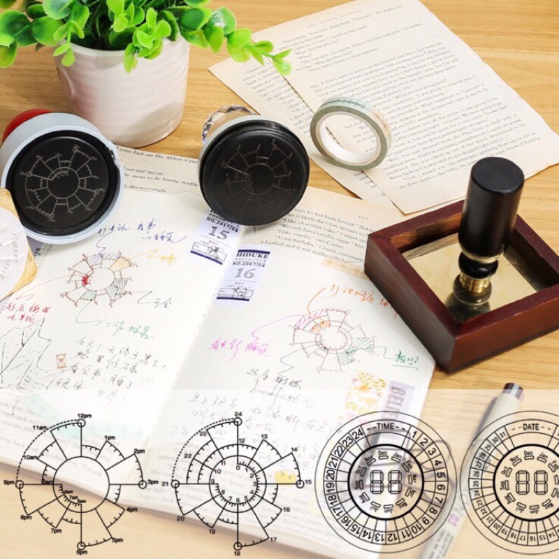 現貨 Chronodex黃銅印章時間餅圖12 24 時間羅盤日期羅盤印章時間軸印章24 12小時 蝦皮購物