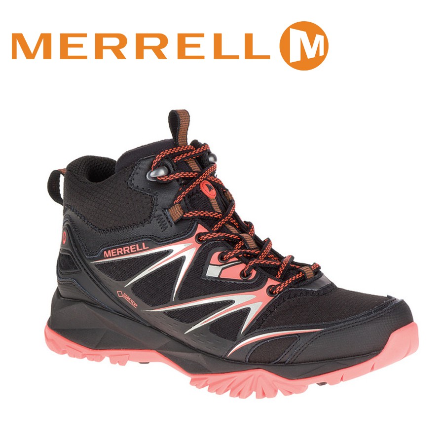 MERRELL 美國 女 高筒 CAPRA BOLT MID GORE-TEX 登山鞋 黑/亮橘/ML3739/悠遊山水