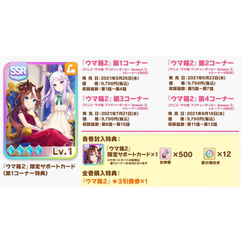 熊熊代購 一二卷現貨 附特典序號賽馬娘第二季ウマ箱2 1 4 Blu Ray 藍光馬娘 蝦皮購物