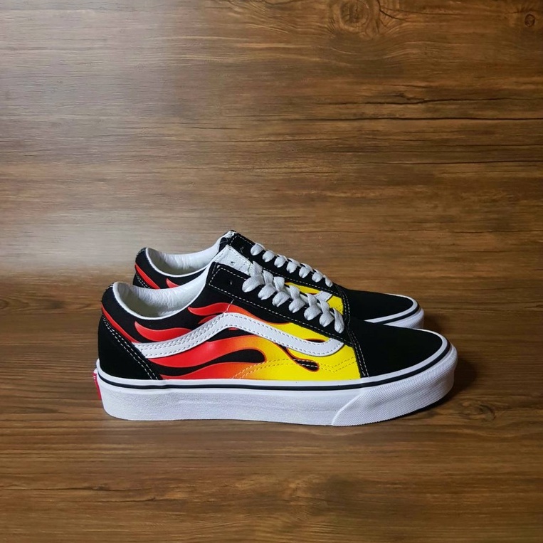 vans green flame old skool