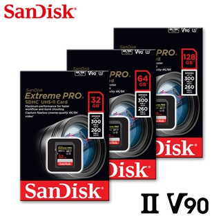 SANDISK Extreme PRO 32G 64G 128G SD UHS-II U3 V90 專業攝影 記憶卡