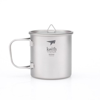 [阿爾卑斯戶外] Keith TI3205 純鈦單層鈦杯500ml (附鈦杯蓋)