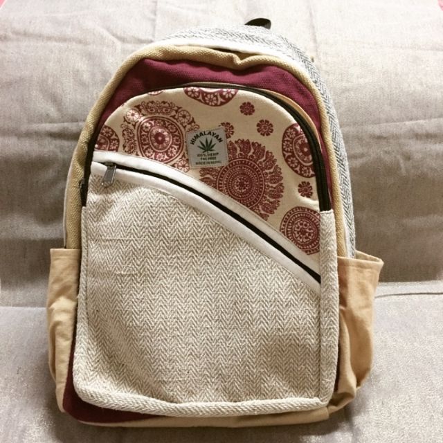 尼泊爾_手工製作棉麻特色，每款獨一無二設計拼接雙肩後背包/旅行背包/登山背包