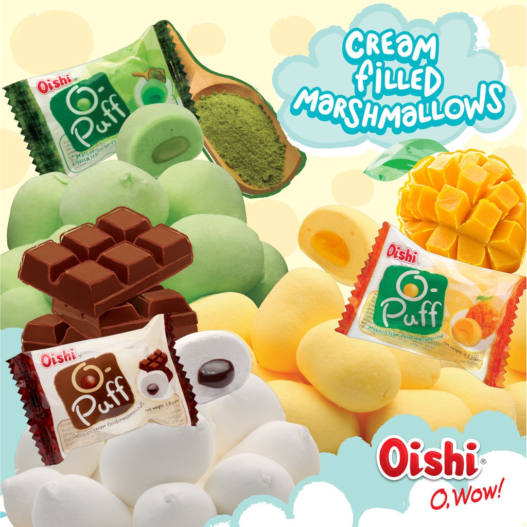 菲律賓 Oishi O-PUFF 棉花糖 巧克力 芒果 FILLED MARSHALLOWS 3.5G*24PCS