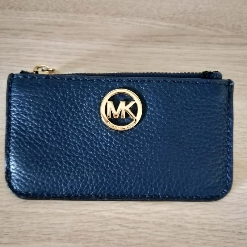 全新 正品 正貨 MK 鑰匙包 零錢包 深藍色 荔枝皮 美國outlet購入