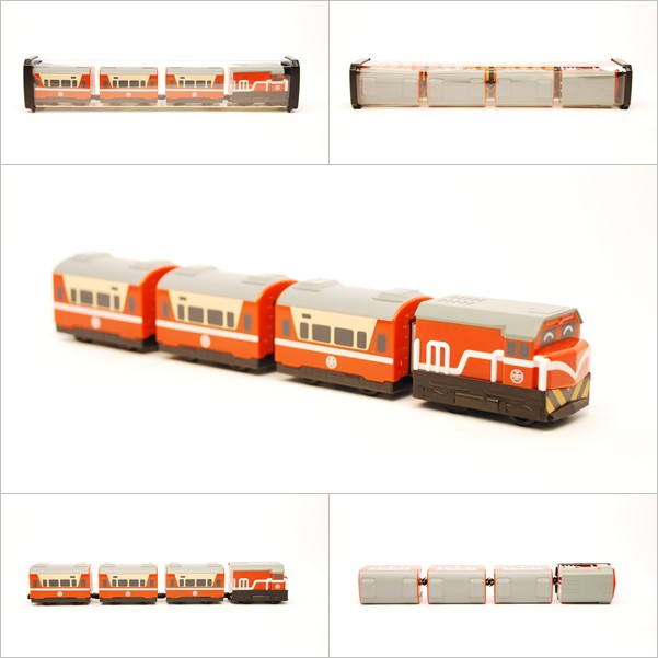 台鐵莒光號列車 R100型(橘) 鐵支路4節迴力小列車 迴力車 火車玩具 壓克力盒裝 QV007T1 TR台灣鐵道