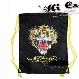 📢Ed hardy 虎頭 束口背包【高質感虎頭拉鍊】印有By Christian Audigier