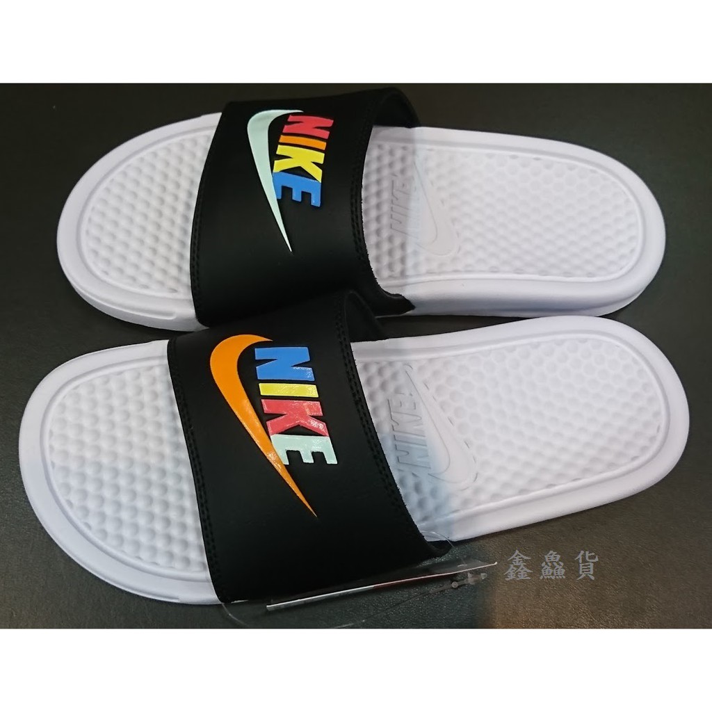 2019 五月NIKE BENASSI JDI MISMATCH 運動拖鞋白黑彩色CJ4608-071 情侶鞋| 蝦皮購物