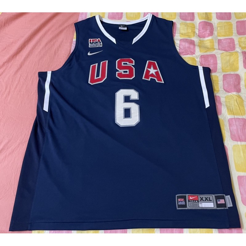 Nike 2010年世界籃球錦標賽美國隊球員版LeBron James球衣2XL，二手球衣。