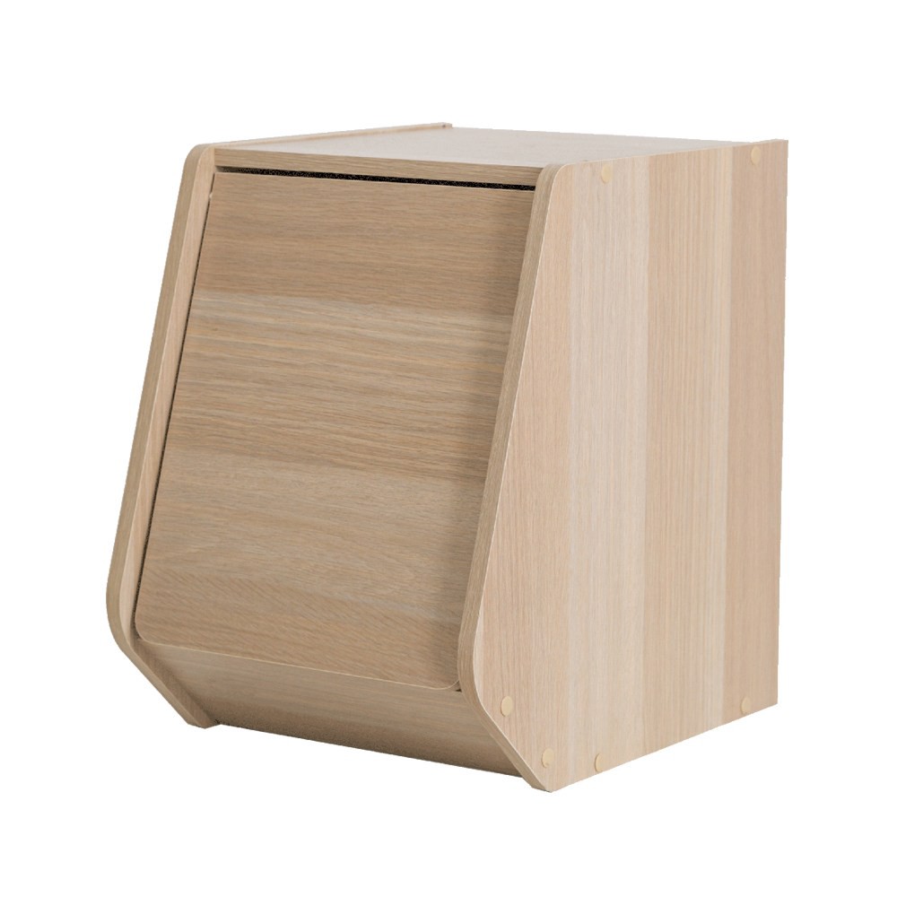 日本IRIS 木質可掀門堆疊櫃 淺木色 30x40cm