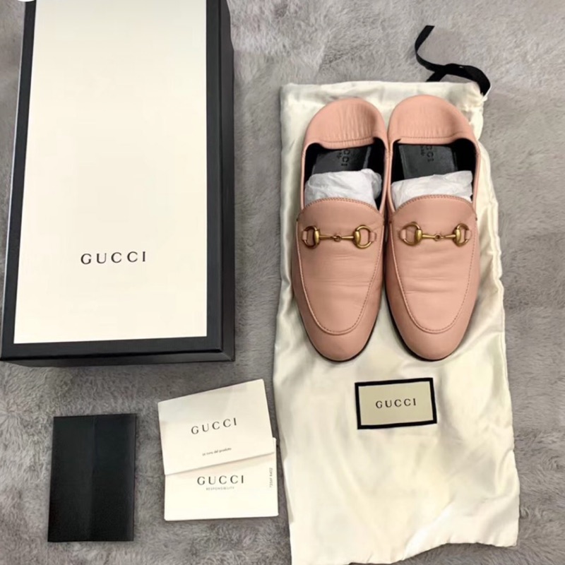 Gucci Brixton Loafers 粉色 踩跟鞋 皮革 踩腳 踩後跟 樂福鞋