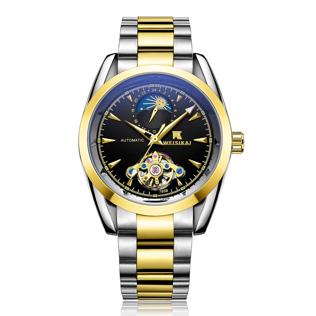 #特價#【六字飛輪】瑞士自動機械錶 大氣 日月星辰 18K SBN-795B agcZ