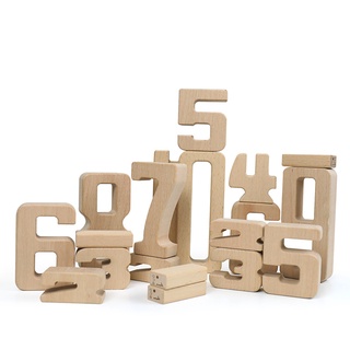【早教玩具】ins風 數字積木 數學教具 蒙特梭利 立體數字 櫸木積木 數字認知 啟蒙教具