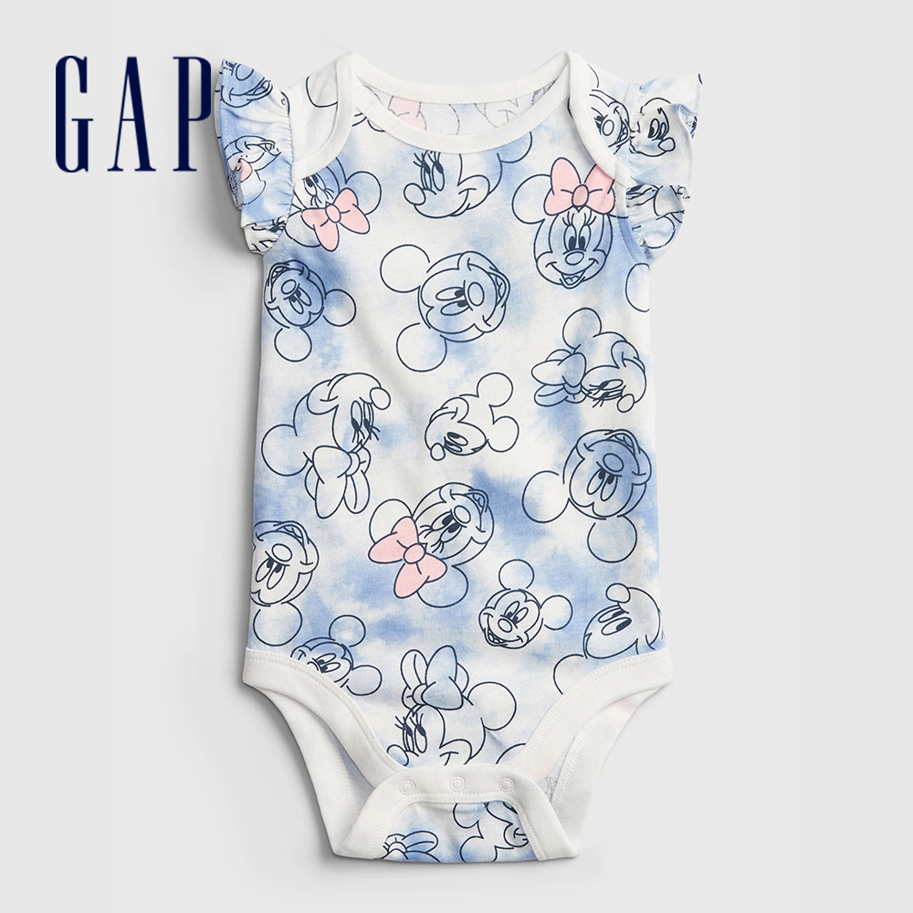 Gap 嬰兒裝 Gap x Disney迪士尼聯名 純棉包屁衣-白底印花(681696)