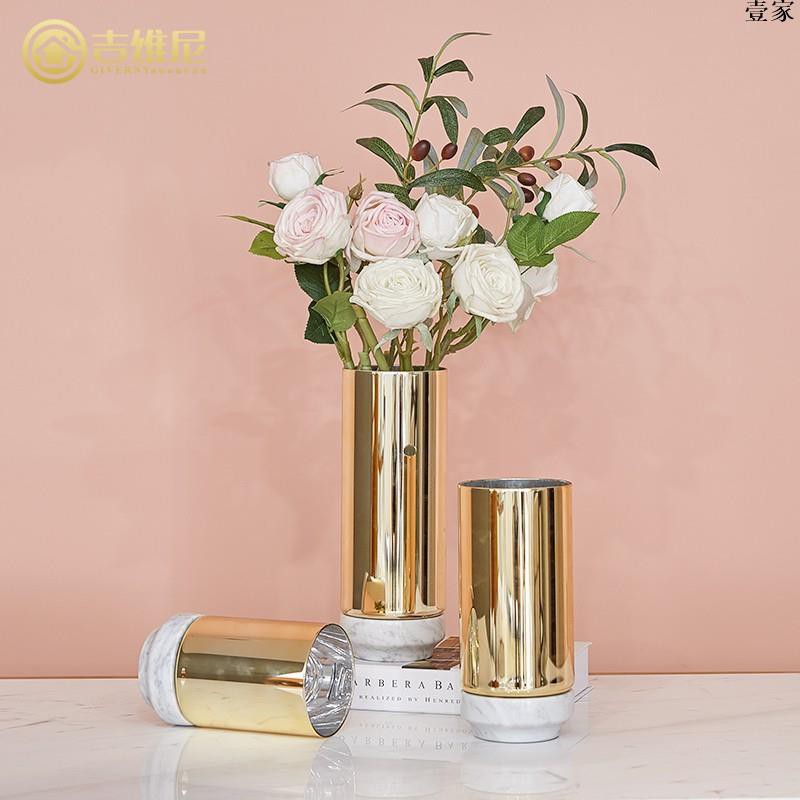 美式家居飾品金色花器臺面玻璃花瓶插花擺件現代北歐簡約擺設裝飾家居裝飾 擺設 蝦皮購物