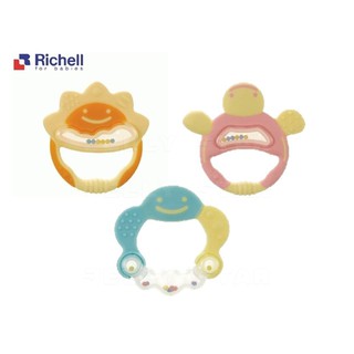 日本 Richell 3種造型固齒器附外出收納盒/花朵/太陽/烏龜/ 水果。蔬菜固齒器