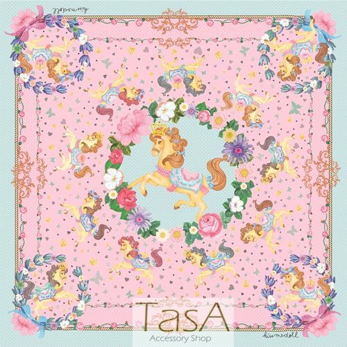 TasA Accessory-Kiss me doll泰國設計師品牌絲巾(現貨)-經典木馬系列Wealth款(粉色)