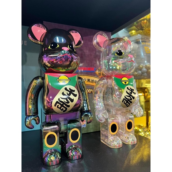 全新未拆be@rbrick x 黑白透明炫光千萬倆招財貓400+100% 台北現貨