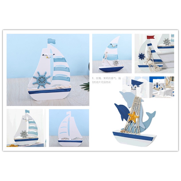地中海帆船擺件 小船 海洋船模型 婚慶禮品木製品 地中海風格 民宿佈置 擺飾 帆船 海洋風