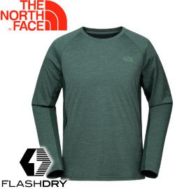 【The North Face 男款 FlashDry長袖排汗衣《綠》】2TZMHMG/長袖T恤/排汗衣/悠遊山水