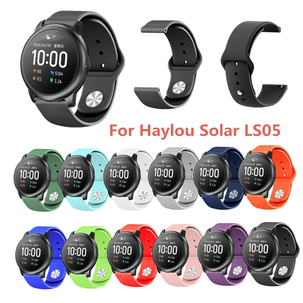 適用於 小米 Haylou Solar LS05 22mm 單色反扣矽膠替換錶帶