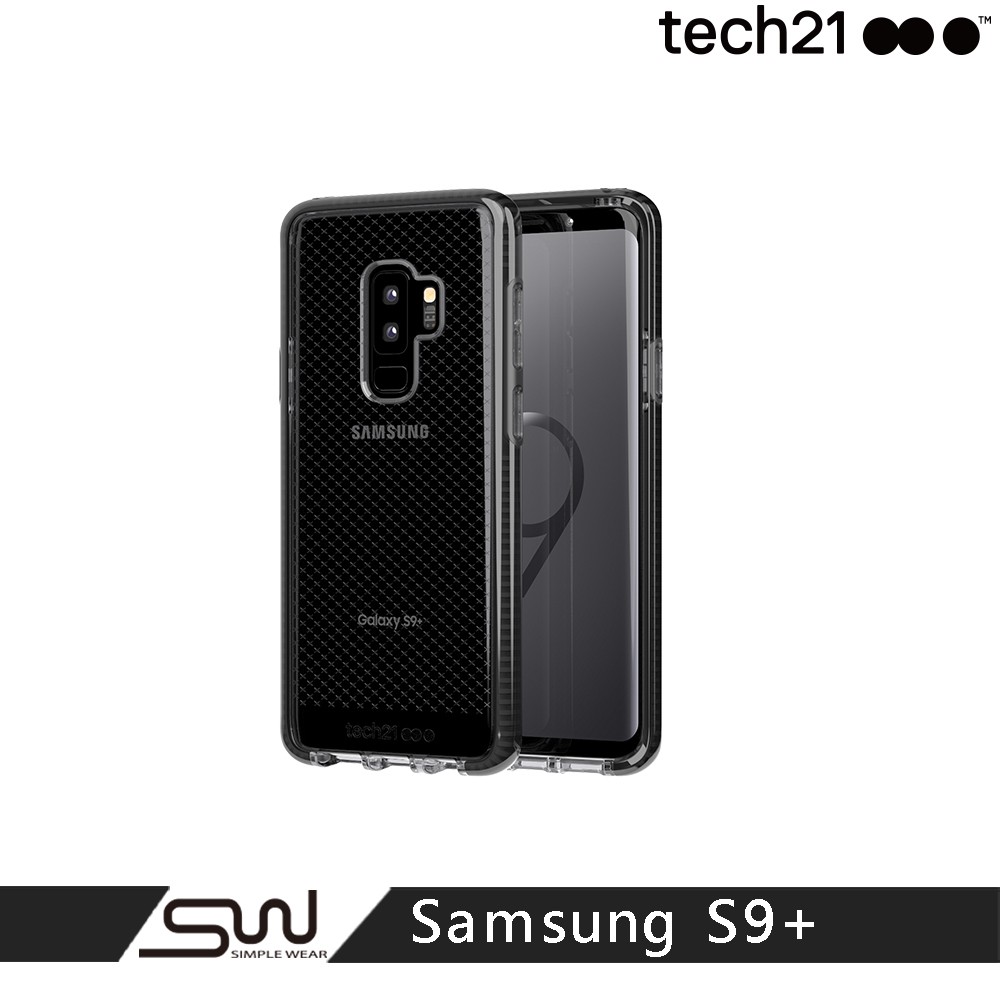 【英國Tech 21】超衝擊EVO CHECK防撞軟質格紋保護殼-Samsung S9+ 透黑