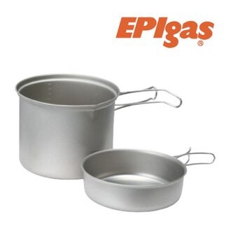 【EPIgas 日本】一鍋一蓋鈦鍋組－L 個人鍋具 登山餐具 露營炊具 (T-8006) 【鈦金屬】
