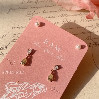 BAM飾品///多件組 現貨 韓國 精緻 迷你黃鑽 水晶耳環 925純銀耳針 14K 韓國 耳環