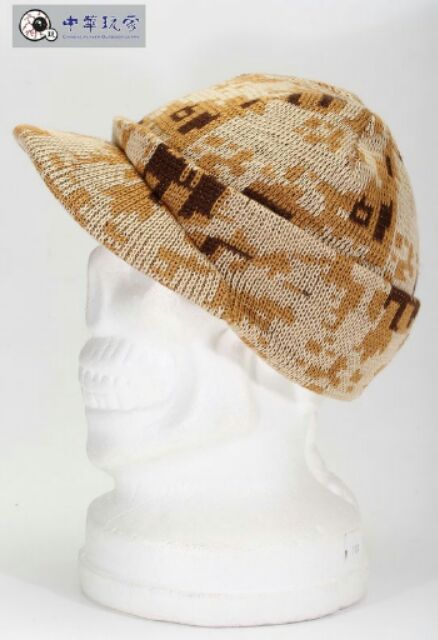 《中華玩家》針織毛線帽/鴨舌帽(保暖厚實款)-【沙色數位迷彩】
