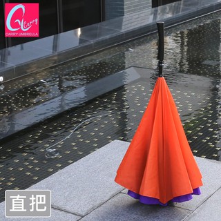【專利正品】【Carry Umbrella】 英倫風 經典款 凱莉反向傘 (不滴水) 直把橘