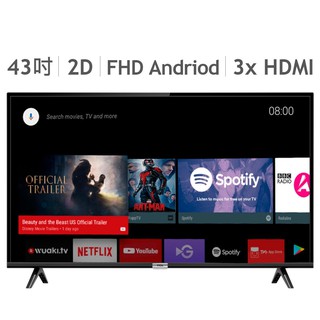 【⭐Costco 好市多 代購⭐】TCL 43" FHD Android 8.0 智慧連網語音液晶顯示器 電視 免運