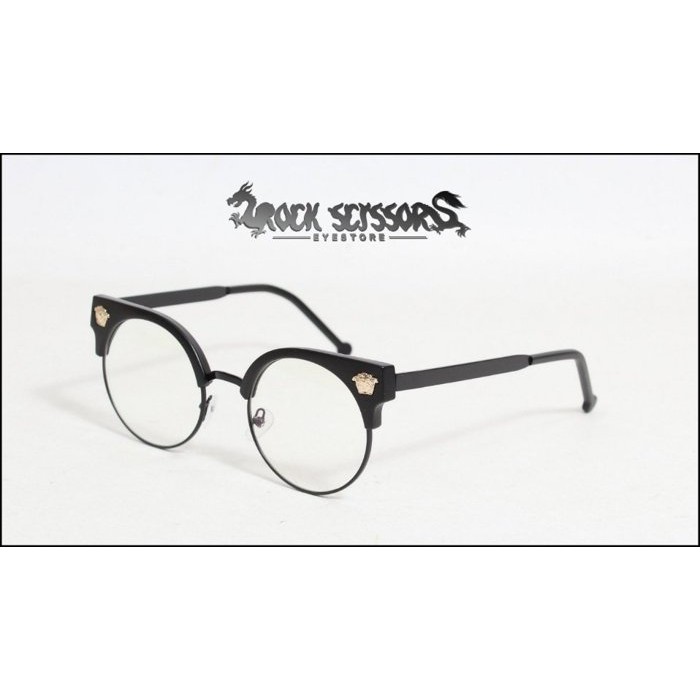 Rock scissors-[韓國製]VERSACE感-懷舊造型 復古簡約 大方框 圓框 半框平光眼鏡