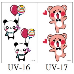 33 UV 小熊 熊貓 氣球 告白氣球 紋身貼紙 表演造型 派對舞會 能貼在 手機殼 安全帽 汽機車上 磁磚 金屬 玻璃