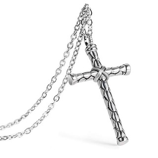 正鈦鋼復古鱗片紋路基督教十字架項鍊配十字0鍊