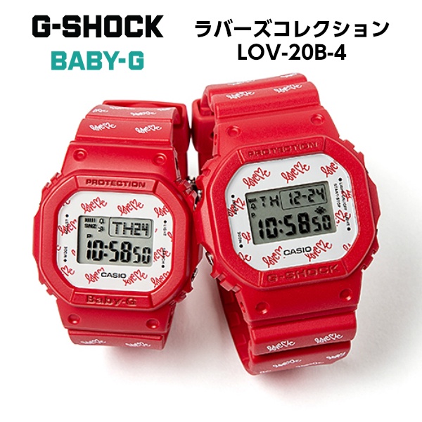 【CASIO】 LOV-20B-4 / G-SHOCK &amp; BABY-G 限量天使與惡魔 情人對錶/紅