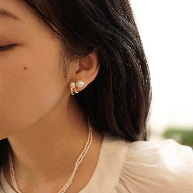 名媛兩戴式設計珍珠耳環#珍珠耳環#氣質耳環#韓系耳環