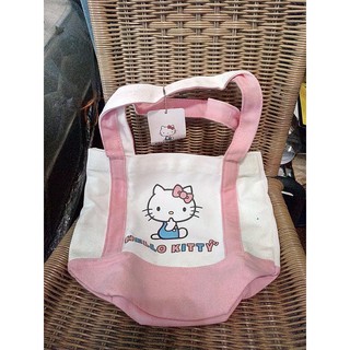 購物袋(三麗鷗 Hello Kitty 帆布肩背購物袋 KT kitty 購物袋 手提購物袋 帆布購物袋)