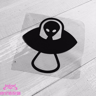 【現貨】 鏤空車貼 外星人造訪飛碟UFO符號防水行李箱貼筆記本裝飾膠貼