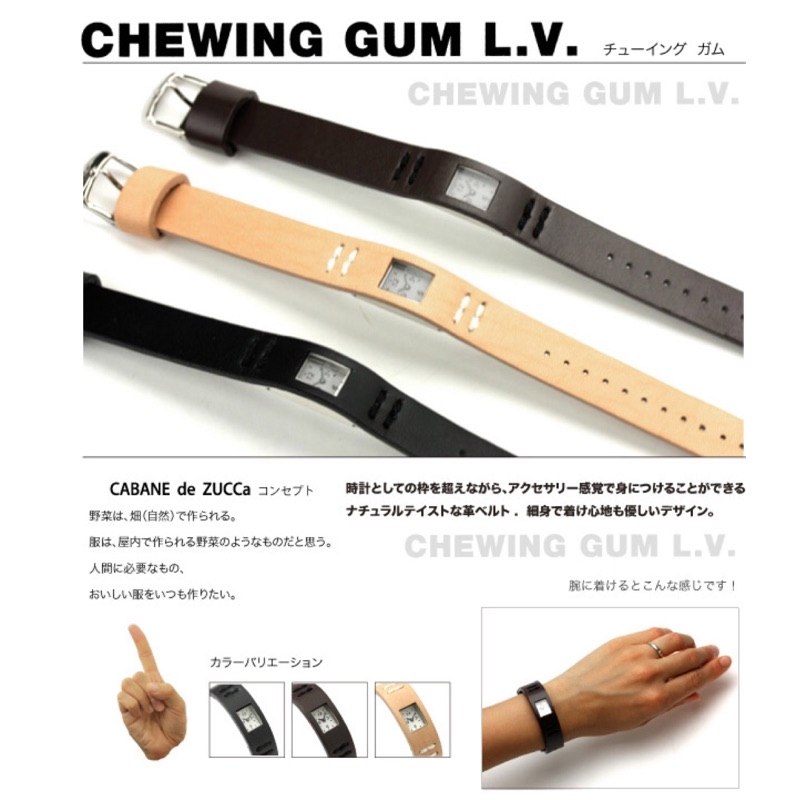 日本cabane De Zucca Chewing Gum 簡約黑色鱷魚紋設計款女錶 蝦皮購物