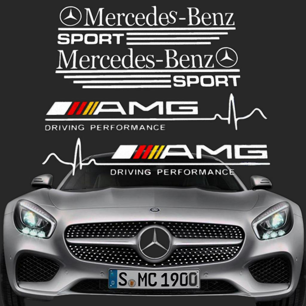 2 件裝汽車梅賽德斯-奔馳反光後視鏡貼紙奔馳 AMG 改裝車身尾貼標誌徽章適用於 C200 C260 E260 S400