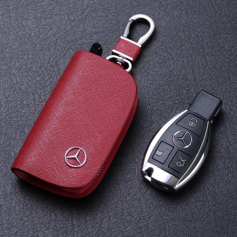 賓士汽車鑰匙皮套 男女通用 C200l 新E級 E300 S350 GLA C180 W205 高檔真皮鑰匙保護包