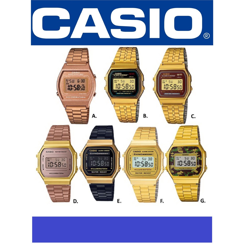 【天龜】Casio金錶系列 冷光 經典復古金色電子錶A168WG  GGG