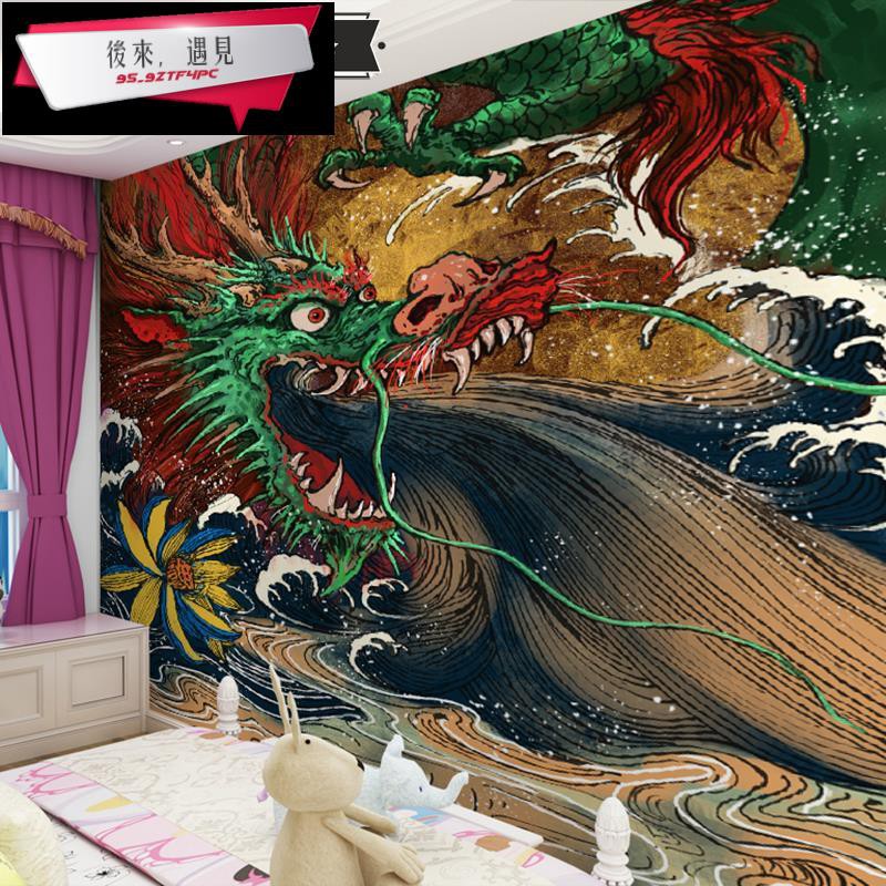 特惠 紋身工作室紋身店墻紙青龍中國龍壁紙刺青壁畫裝飾圖案背景墻墻布 蝦皮購物