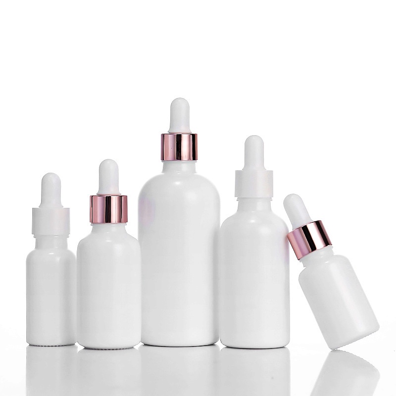 滴管10ml-100ml精油瓶白色陶瓷玻璃滴管瓶化妝品分裝小樣瓶調配瓶便攜