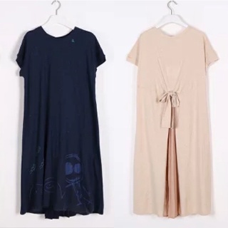 a la sha全新、深藍S」阿財手牽手假兩件綁帶洋裝👗 現貨😍
