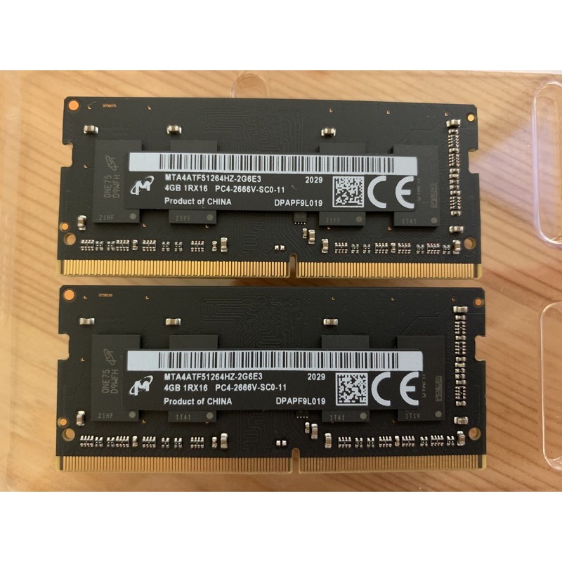 美光 DDR4 2666 SODIMM 筆電記憶體 RAM 4G * 2 (8G) Apple 蘋果電腦拆下全新