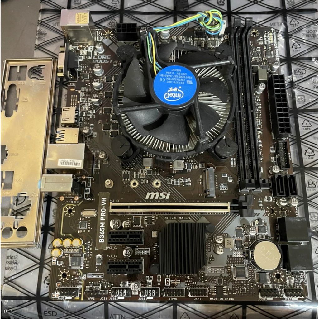 Intel Core i5 9400F CPU+MSI B365M PRO-VH 主機板含風扇含擋板散熱高已更換清潔可拆