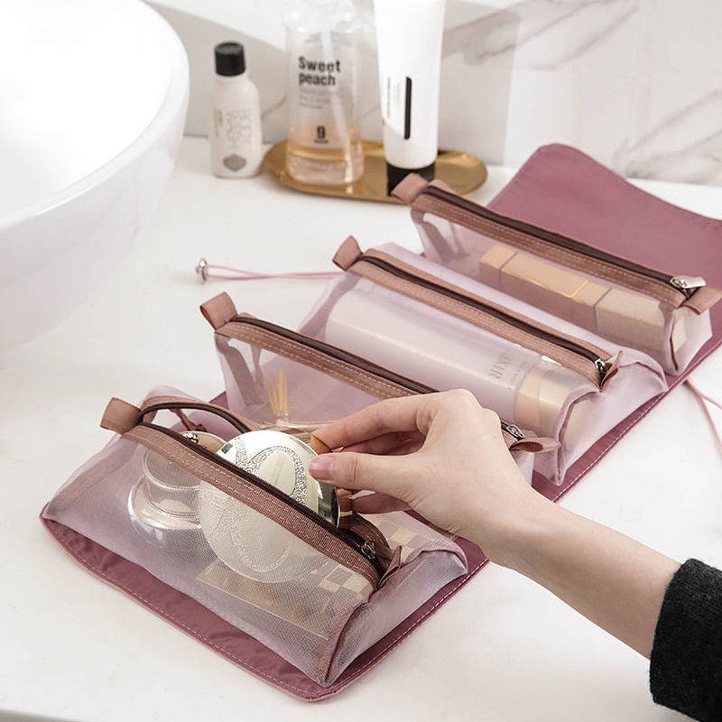 化妝包女便攜大容量收納袋四合一新款高級感摺疊旅行護膚品洗漱包化妝包